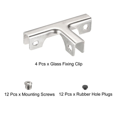 Harfington Glass Fixing Clip, T-shaped Glass Combination Fixing Bracket Reinforced Clip Clamp Hardware Glass Accessories