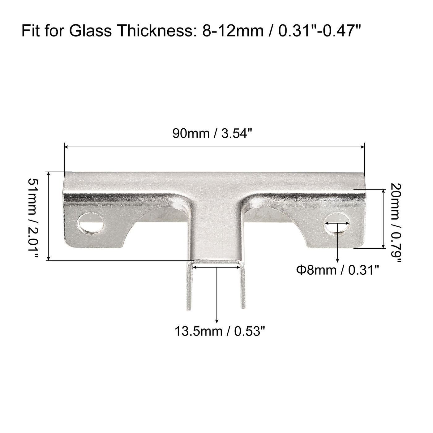 Harfington Glass Fixing Clip, T-shaped Glass Combination Fixing Bracket Reinforced Clip Clamp Hardware Glass Accessories