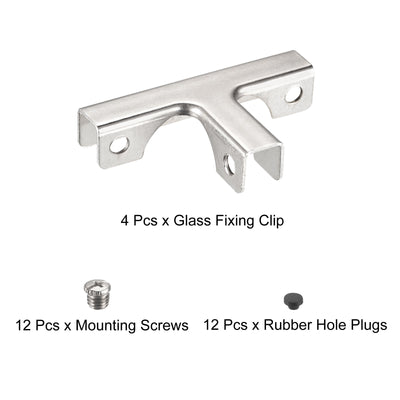 Harfington Glass Fixing Clip, T-shaped Glass Combination Fixing Bracket Reinforced Clip Clamp Hardware Glass Accessories