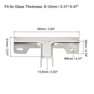 Harfington Glass Fixing Clip, T-shaped Glass Combination Fixing Bracket Reinforced Clip Clamp Hardware Glass Accessories