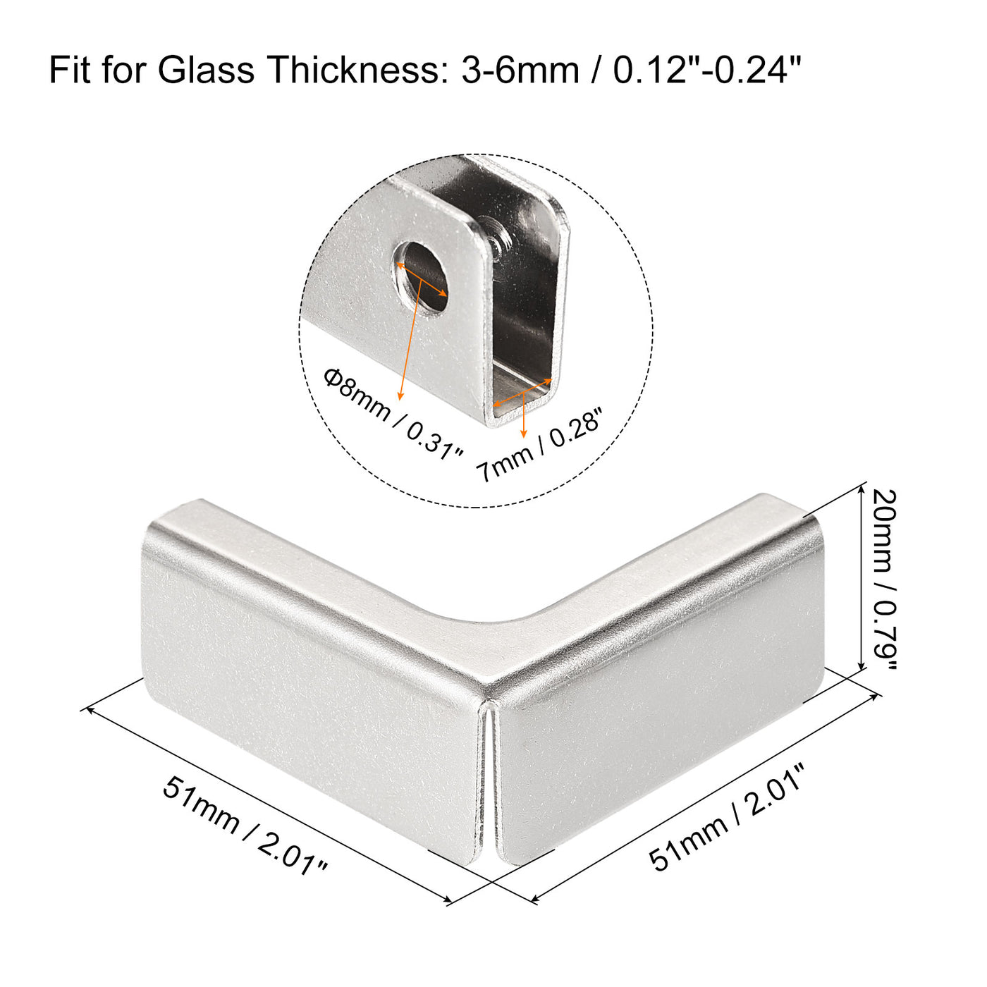 Harfington Glass Fixing Clip, L-shaped Glass Combination Fixing Bracket Reinforced Clip Clamp Hardware Glass Accessories