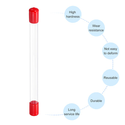 Harfington Clear Rigid Tube Round Plastic Tubing with Red Rubber Caps Polycarbonate Water Pipe, 305mm/ 12 Inch Length, 12mmx13mm/0.47"x0.51", 1 Set