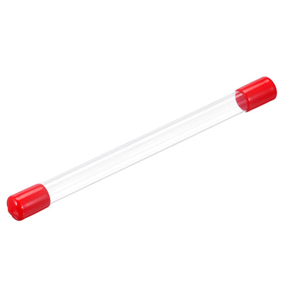 Harfington Clear Rigid Tube Round Plastic Tubing with Red Rubber Caps Polycarbonate Water Pipe, 305mm/ 12 Inch Length, 12mmx13mm/0.47"x0.51", 1 Set