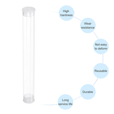 Harfington Clear Rigid Tube Round Plastic Tubing with End Caps Polycarbonate Water Pipe, 305mm/ 12 Inch Length, 20mmx21mm/0.78"x0.82", 2 Set