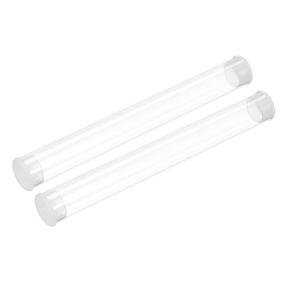 Harfington Clear Rigid Tube Round Plastic Tubing with End Caps Polycarbonate Water Pipe, 305mm/ 12 Inch Length, 20mmx21mm/0.78"x0.82", 2 Set