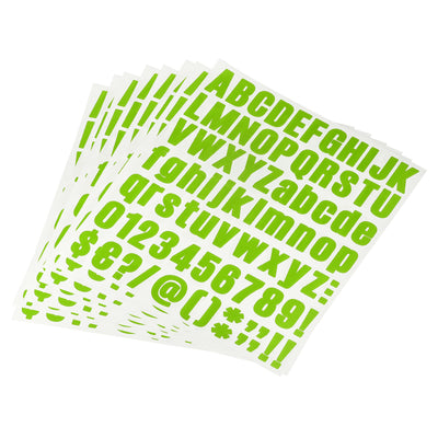 Harfington Uxcell Letter Number Stickers Kit, 1 Inch Vinyl Self Adhesive Waterproof Alphabet Decals for Mailbox Address Sign DIY Crafts Card, 648Pcs 8 Sheet Light Green