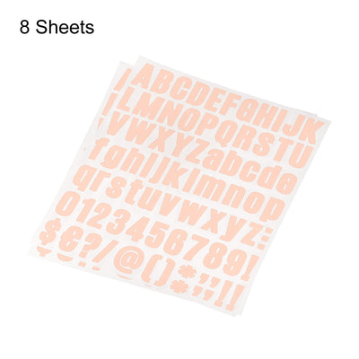 Harfington Uxcell Letter Number Stickers Kit, 1 Inch Vinyl Self Adhesive Waterproof Alphabet Decals for Mailbox Address Sign DIY Crafts Card, 648 Pcs 8 Sheet Light Pink