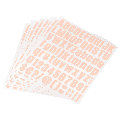 Harfington Uxcell Letter Number Stickers Kit, 1 Inch Vinyl Self Adhesive Waterproof Alphabet Decals for Mailbox Address Sign DIY Crafts Card, 648 Pcs 8 Sheet Light Pink