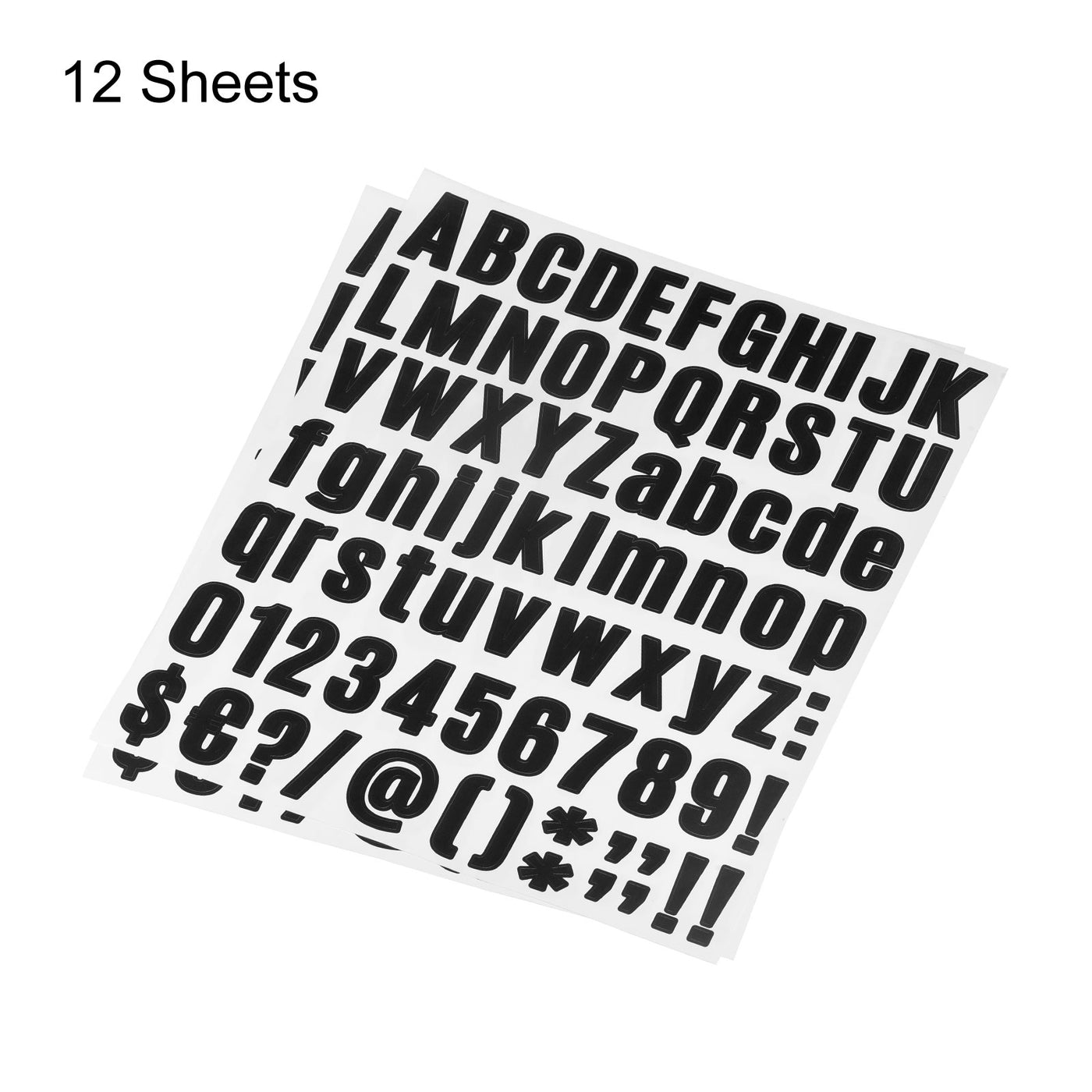 uxcell Uxcell 972Stk. Buchstabennummernaufkleber Set 1 Zoll Geschenkkarte 12 Blatt schwarz