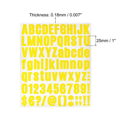 Harfington Uxcell Letter Number Stickers Kit, 1 Inch Vinyl Self Adhesive Waterproof Alphabet Decals for Mailbox Address Sign DIY Crafts Card, 486 Pcs 6 Sheet Yellow