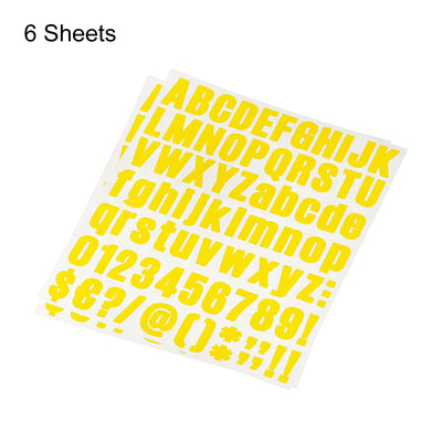 Harfington Uxcell Letter Number Stickers Kit, 1 Inch Vinyl Self Adhesive Waterproof Alphabet Decals for Mailbox Address Sign DIY Crafts Card, 486 Pcs 6 Sheet Yellow