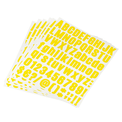 Harfington Uxcell Letter Number Stickers Kit, 1 Inch Vinyl Self Adhesive Waterproof Alphabet Decals for Mailbox Address Sign DIY Crafts Card, 486 Pcs 6 Sheet Yellow