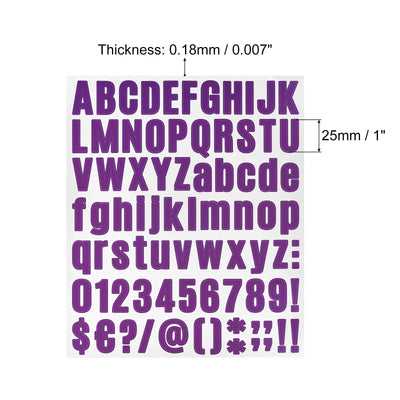 Harfington Uxcell Letter Number Stickers Kit, 1 Inch Vinyl Self Adhesive Waterproof Alphabet Decals for Mailbox Address Sign DIY Crafts Card, 648 Pcs 8 Sheet Purple