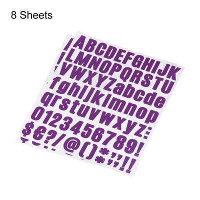 Harfington Uxcell Letter Number Stickers Kit, 1 Inch Vinyl Self Adhesive Waterproof Alphabet Decals for Mailbox Address Sign DIY Crafts Card, 648 Pcs 8 Sheet Purple