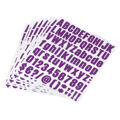 Harfington Uxcell Letter Number Stickers Kit, 1 Inch Vinyl Self Adhesive Waterproof Alphabet Decals for Mailbox Address Sign DIY Crafts Card, 648 Pcs 8 Sheet Purple