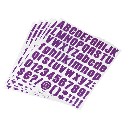 Harfington Uxcell Letter Number Stickers Kit, 1 Inch Vinyl Self Adhesive Waterproof Alphabet Decals for Mailbox Address Sign DIY Crafts Card, 486 Pcs 6 Sheet Purple