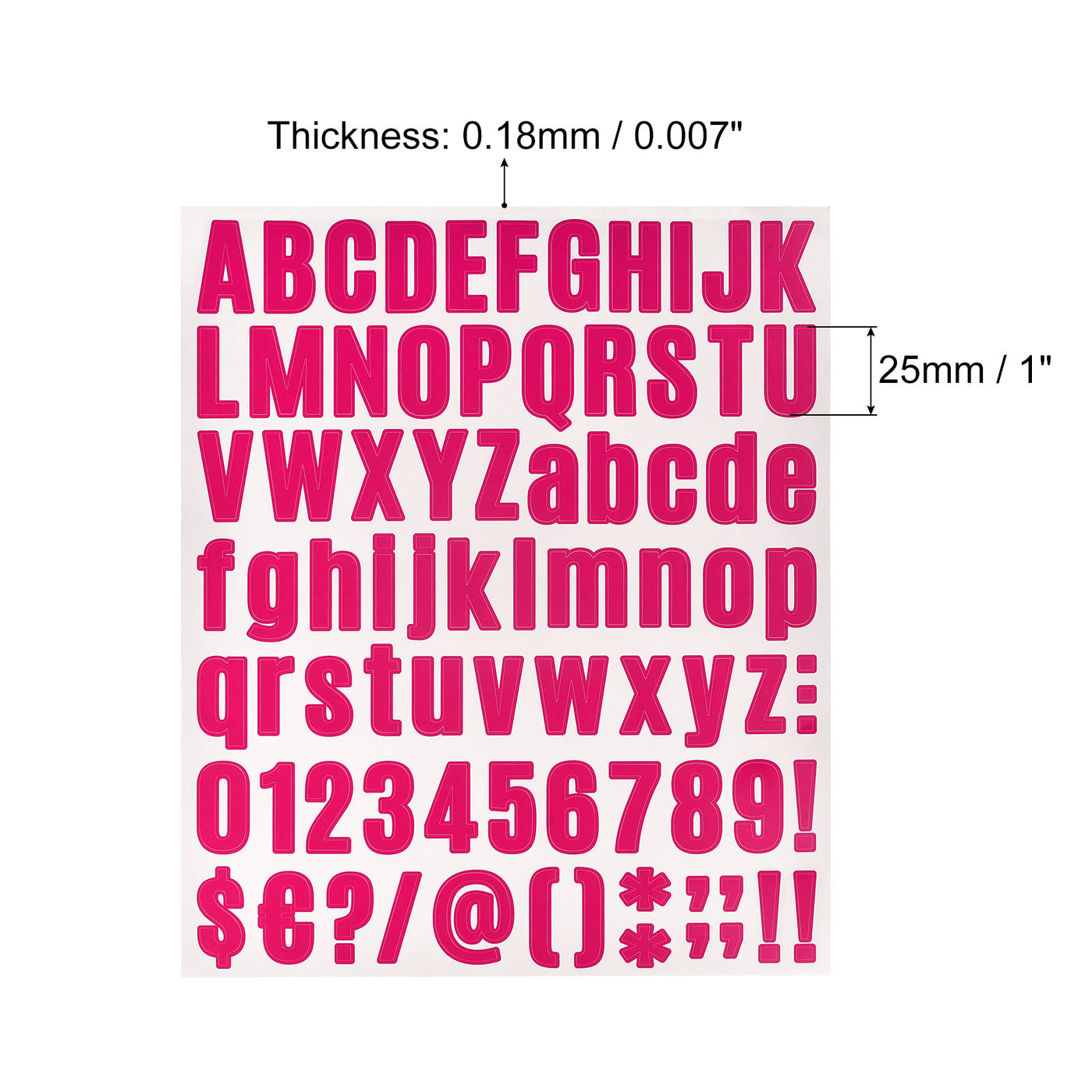 uxcell Uxcell 648Stk. Buchstabennummernaufkleber Set 1 Zoll Geschenkkarte 8 Blatt Fuchsia