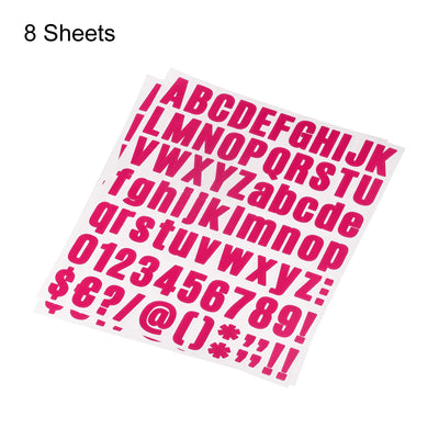 Harfington Uxcell Letter Number Stickers Kit, 1 Inch Vinyl Self Adhesive Waterproof Alphabet Decals for Mailbox Address Sign DIY Crafts Card, 648 Pcs 8 Sheet Fuchsia