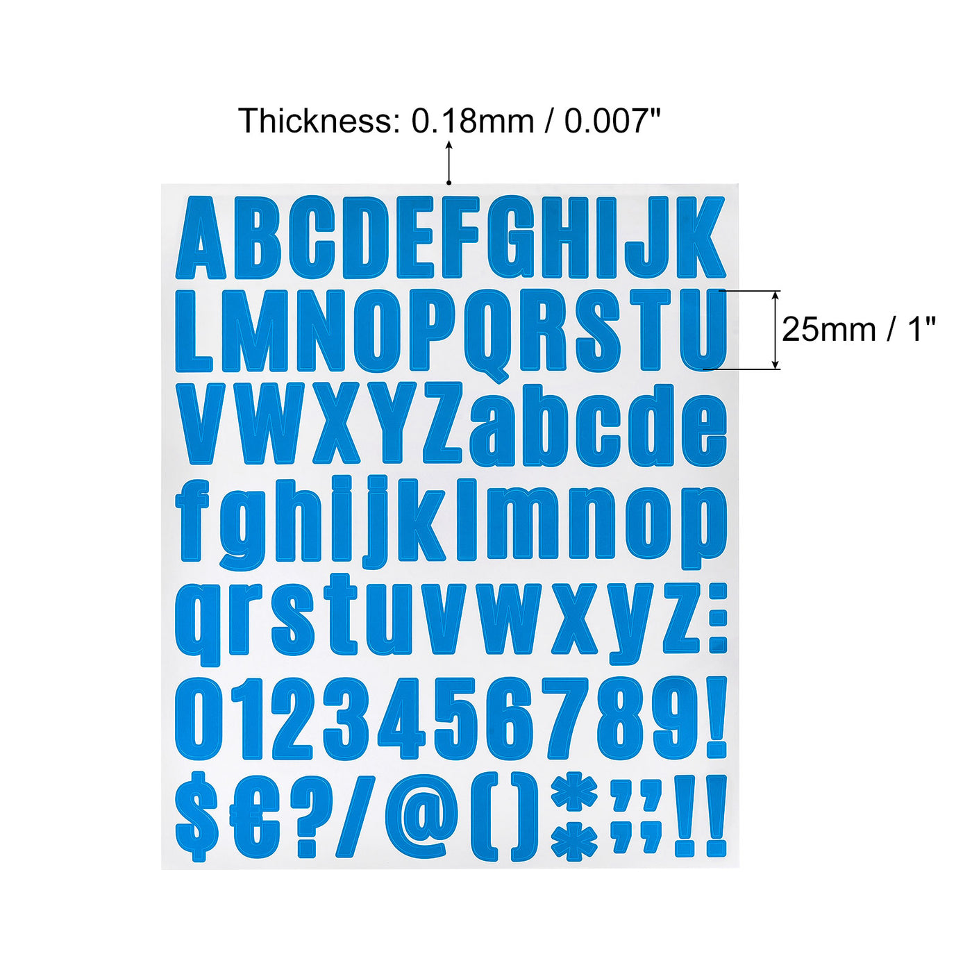 uxcell Uxcell 648Stk. Buchstabe Nummer Aufkleber Satz 1" Vinyl selbstklebend 8 Blatt hellblau