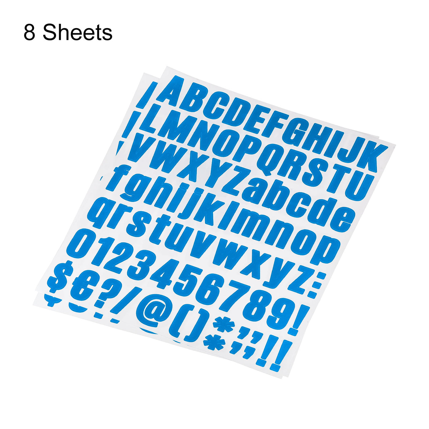 uxcell Uxcell 648Stk. Buchstabe Nummer Aufkleber Satz 1" Vinyl selbstklebend 8 Blatt hellblau