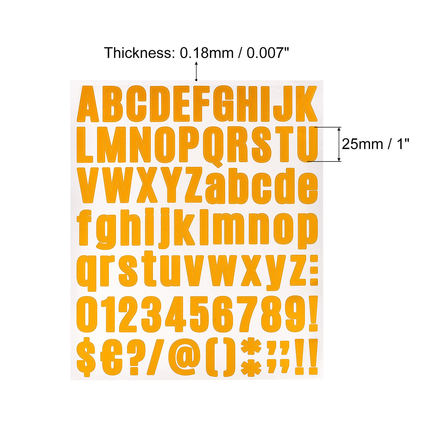 uxcell Uxcell 486Stk. Buchstabe Nummer Aufkleber Satz 1" Vinyl selbstklebend 6 Blatt Orange