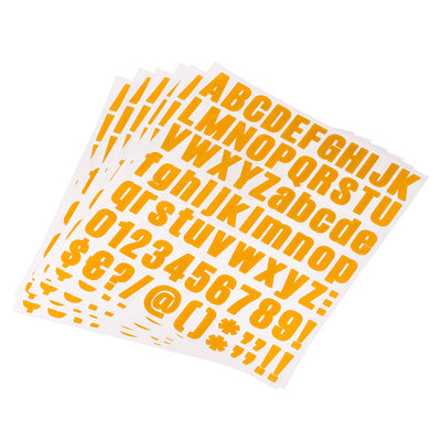 Harfington Uxcell 486Stk. Buchstabe Nummer Aufkleber Satz 1" Vinyl selbstklebend 6 Blatt Orange