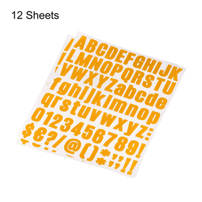 Harfington Uxcell Letter Number Stickers Kit, 1 Inch Vinyl Self Adhesive Waterproof Alphabet Decals for Mailbox Address Sign DIY Crafts Card, 972 Pcs 12 Sheet Orange