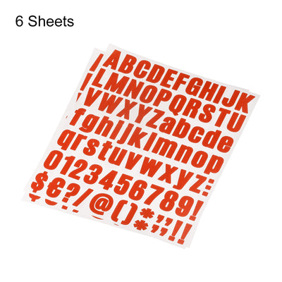 Harfington Uxcell Letter Number Stickers Kit, 1 Inch Vinyl Self Adhesive Waterproof Alphabet Decals for Mailbox Address Sign DIY Crafts Card, 486 Pcs 6 Sheet Red