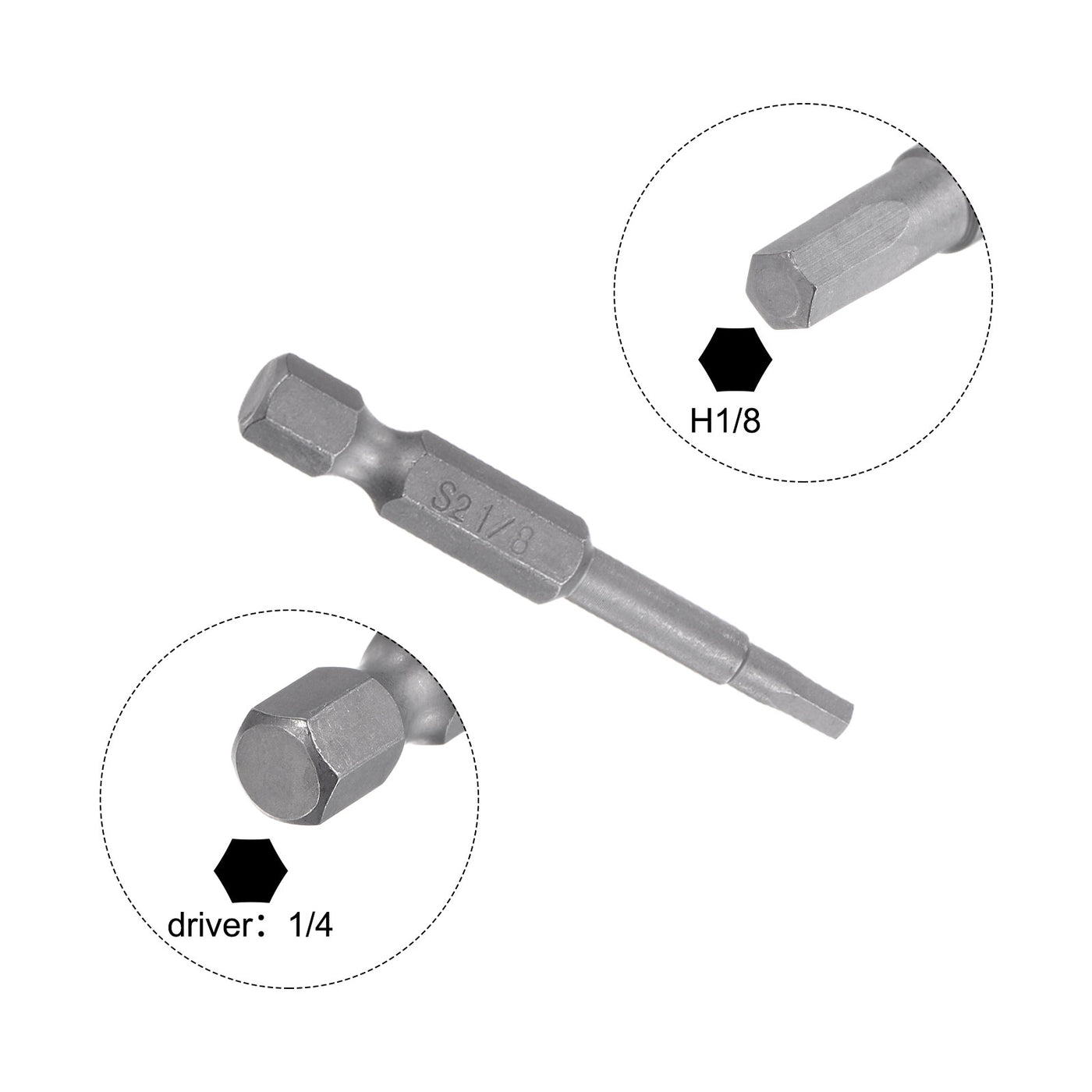 Harfington 1/8" Hex Screwdriver Bit SAE 1/4" Hex Shank 2" Length Magnetic Power Drill Bits