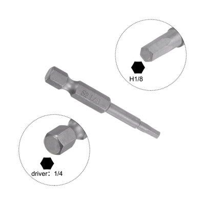 Harfington 5stk. 1/8" Hex Schraubendreher Bit SAE 1/4" Hex Schaft 2" Länge Magnetische S2 Stahl Strom Bohrer Bits