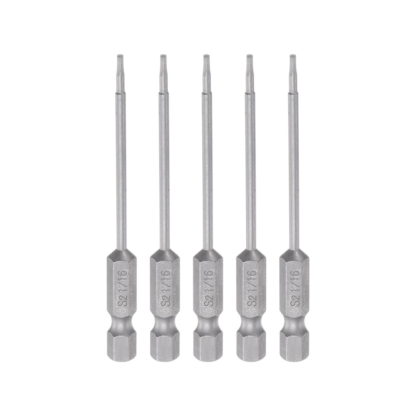 Harfington 5pcs 1/16" Hex Screwdriver Bit 1/4" Hex Shank 3" Length Magnetic Power Drill Bit