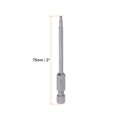 Harfington 5stk. 3/32" Hex Schraubendreher Bit SAE 1/4" Hex Schaft 3" Länge Magnetische S2 Stahl Strom Bohrer Bits