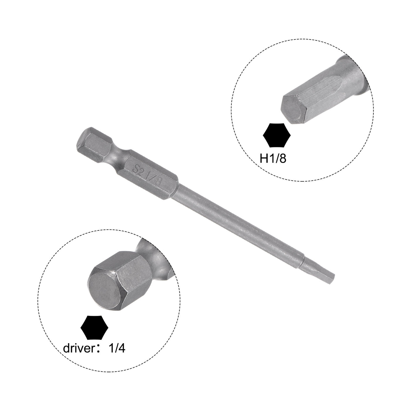 Harfington 1/8" Hex Schraubendreher Bit SAE 1/4" Hex Schaft 3" Länge Magnetische S2 Stahl Strom Bohrer Bits