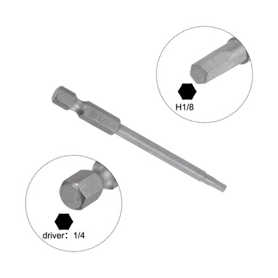 Harfington 1/8" Hex Schraubendreher Bit SAE 1/4" Hex Schaft 3" Länge Magnetische S2 Stahl Strom Bohrer Bits