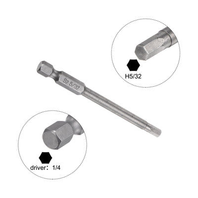 Harfington 5/32" Hex Screwdriver Bit SAE 1/4" Hex Shank 3" Length Magnetic Power Drill Bits