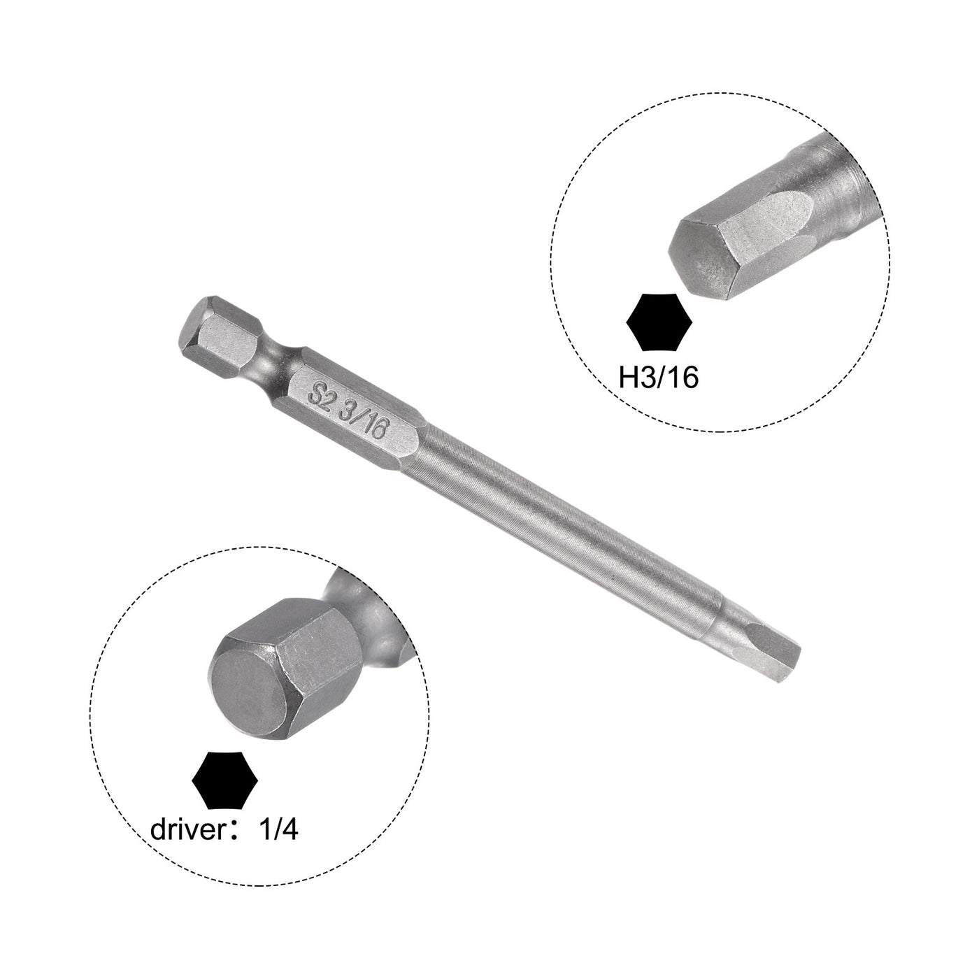 Harfington 3/16" Hex Schraubendreher Bit SAE 1/4" Hex Schaft 3" Länge Magnetische S2 Stahl Strom Bohrer Bits