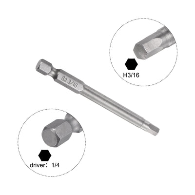 Harfington 3/16" Hex Schraubendreher Bit SAE 1/4" Hex Schaft 3" Länge Magnetische S2 Stahl Strom Bohrer Bits