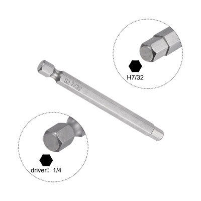 Harfington 7/32" Hex Schraubendreher Bit SAE 1/4" Hex Schaft 3" Länge Magnetische S2 Stahl Strom Bohrer Bits