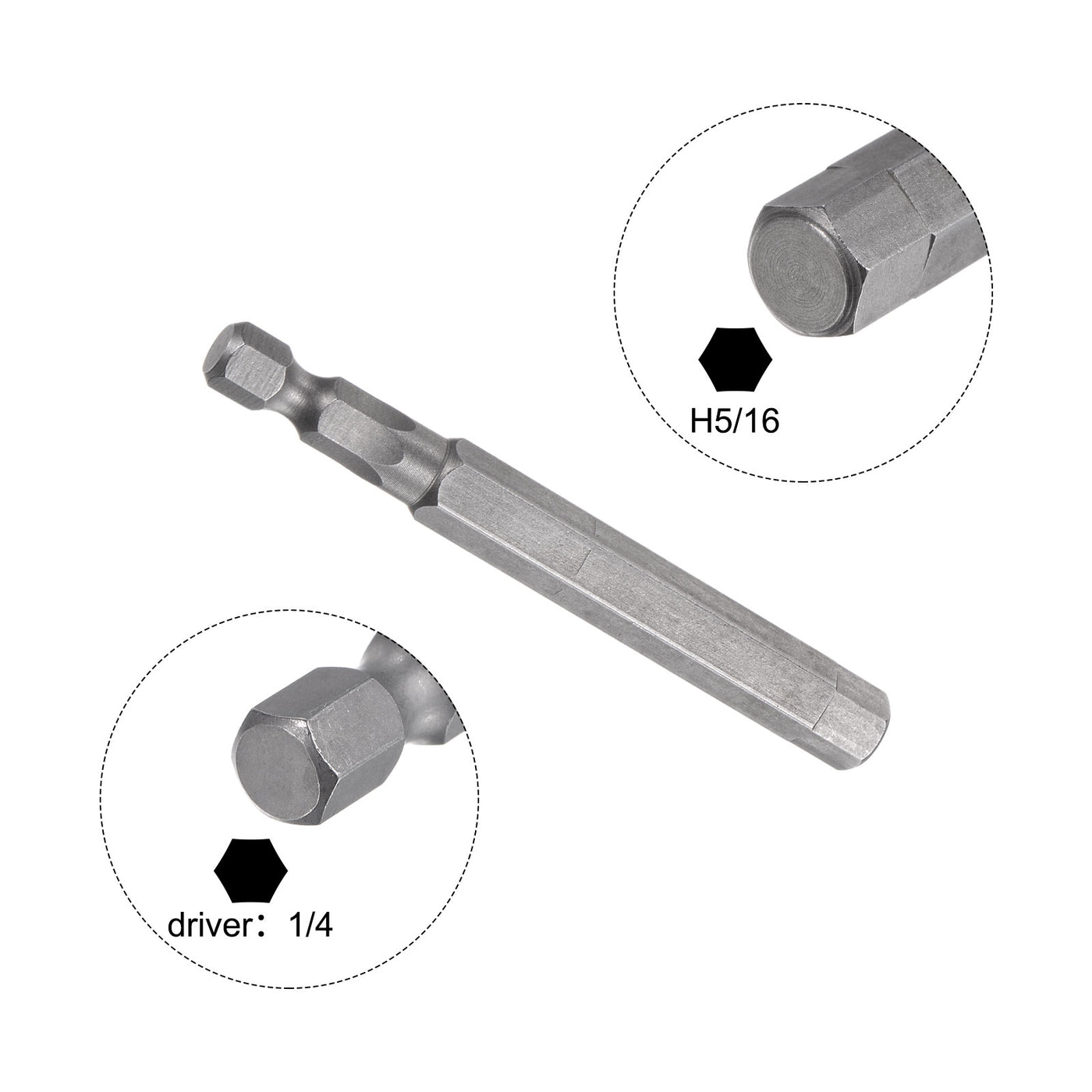 Harfington 5/16" Hex Schraubendreher Bit SAE 1/4" Hex Schaft 3" Länge Magnetische S2 Stahl Strom Bohrer Bits