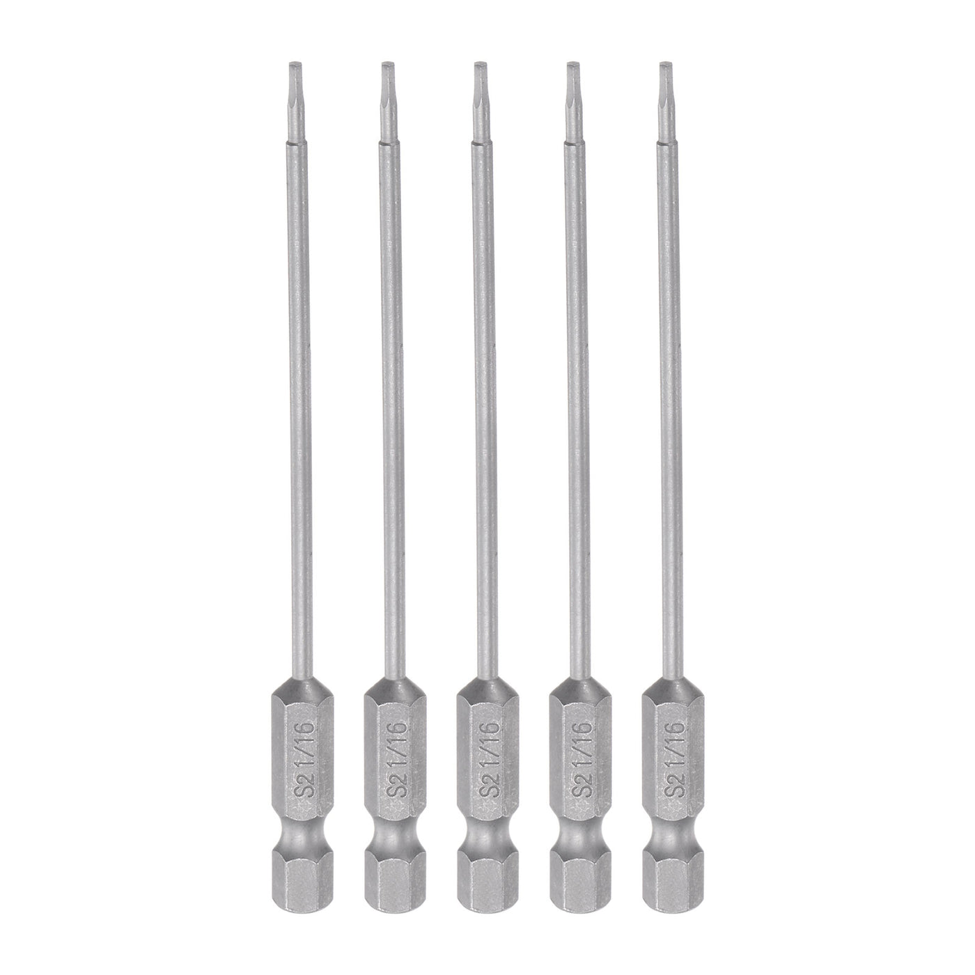 Harfington 5pcs 1/16" Hex Screwdriver Bit 1/4" Hex Shank 4" Length Magnetic Power Drill Bit