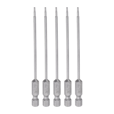 Harfington 5pcs 1/16" Hex Screwdriver Bit 1/4" Hex Shank 4" Length Magnetic Power Drill Bit