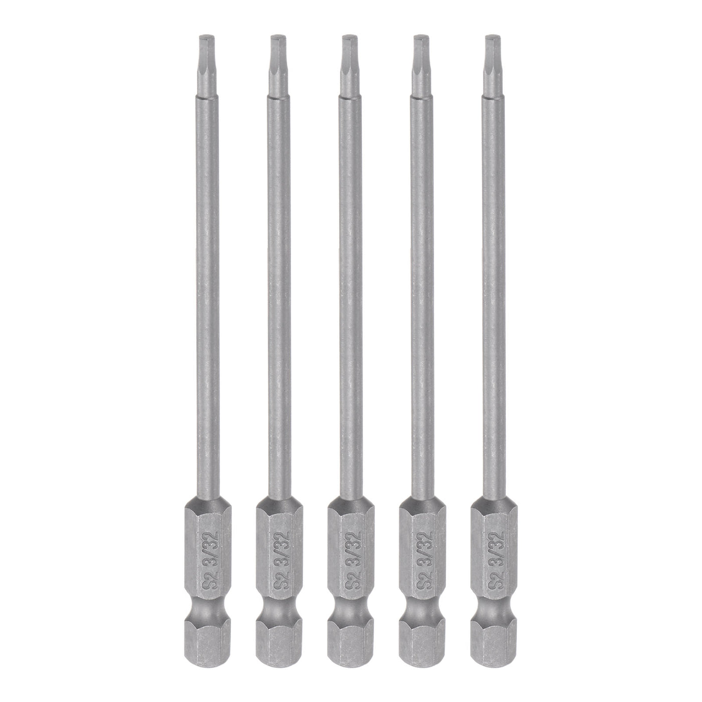 Harfington 5pcs 3/32" Hex Screwdriver Bit 1/4" Hex Shank 4" Length Magnetic Power Drill Bit