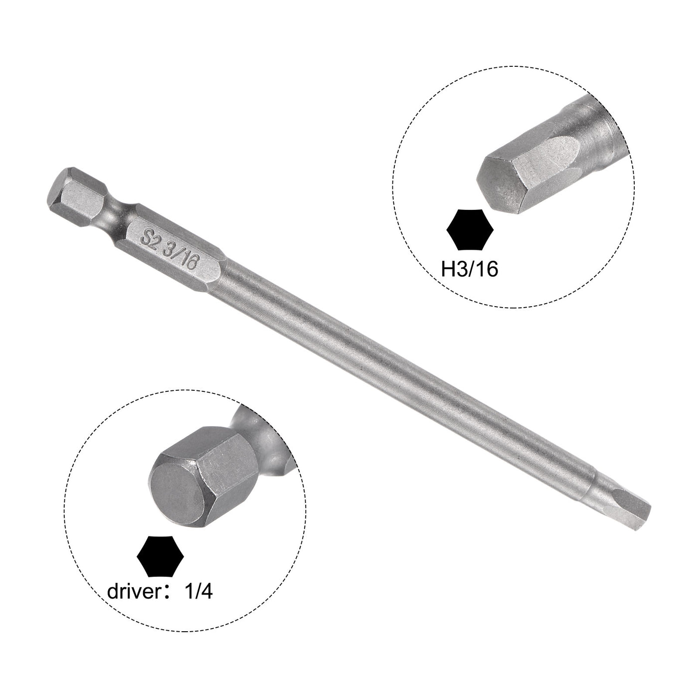 Harfington 3/16" Hex Schraubendreher Bit SAE 1/4" Hex Schaft 4" Länge Magnetische S2 Stahl Strom Bohrer Bits