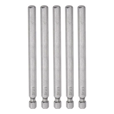 Harfington 5pcs 1/4" Hex Screwdriver Bit 1/4" Hex Shank 4" Length Magnetic Power Drill Bits