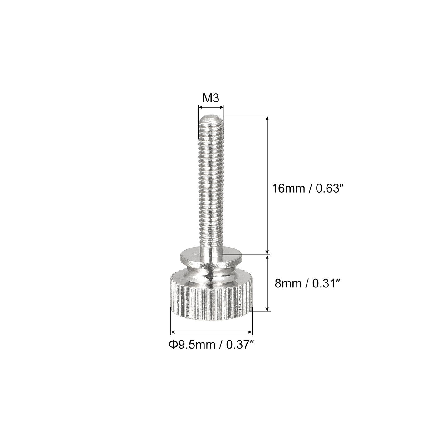 uxcell Uxcell 5Stk.Geknörtelte Daumenschrauben M3x16mm Griff Knöpfe Befestigungen vernickelt