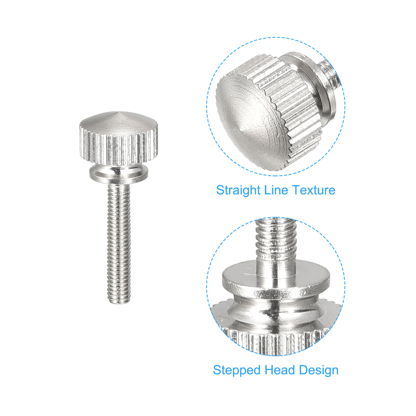 uxcell Uxcell 5Stk.Geknörtelte Daumenschrauben M3x16mm Griff Knöpfe Befestigungen vernickelt