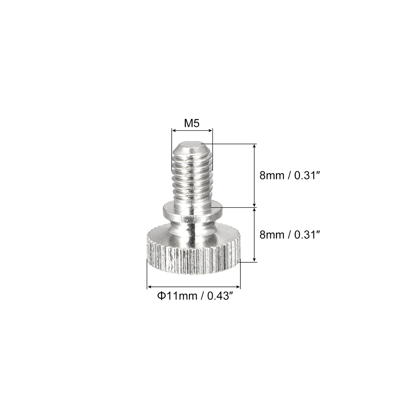 uxcell Uxcell 5Stk.Geknörtelte Daumenschrauben M5x8mm Griff Knöpfe Befestigungen vernickelt