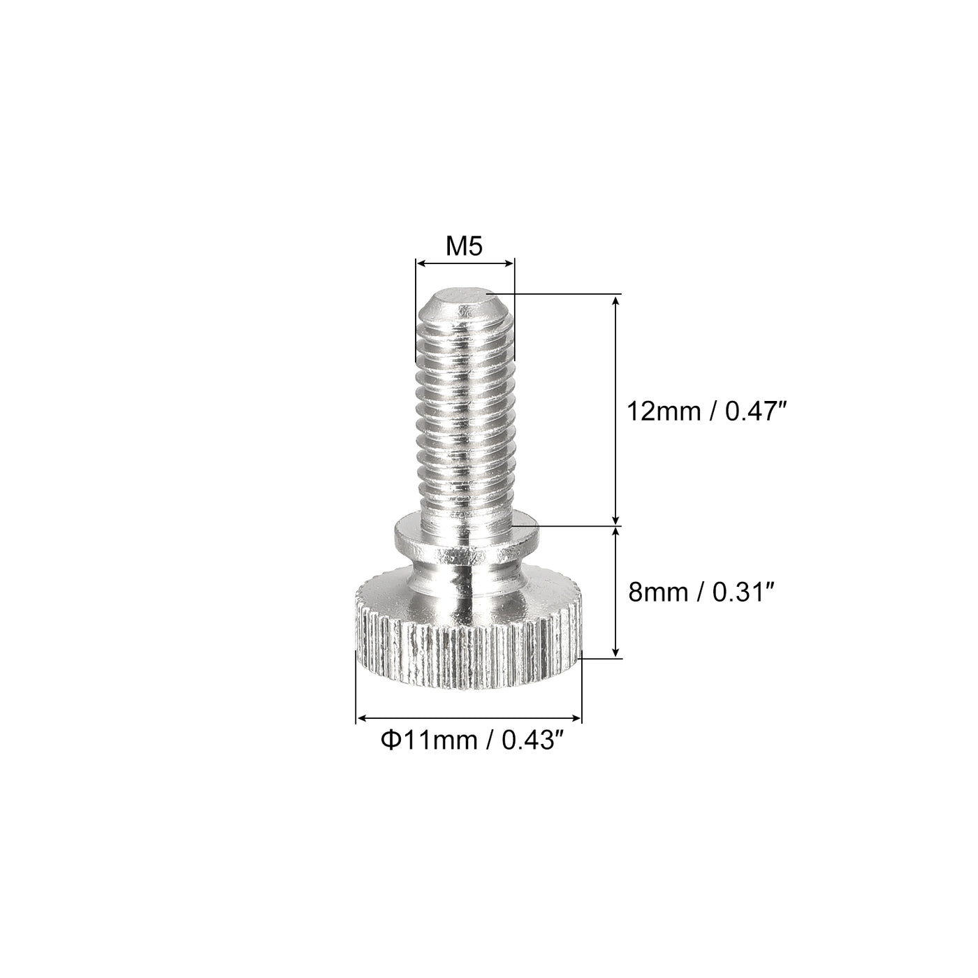 uxcell Uxcell Knurled Thumb Screws, M5x12mm Brass Shoulder Bolts Grip Knobs Fasteners, Nickel Plated 5Pcs