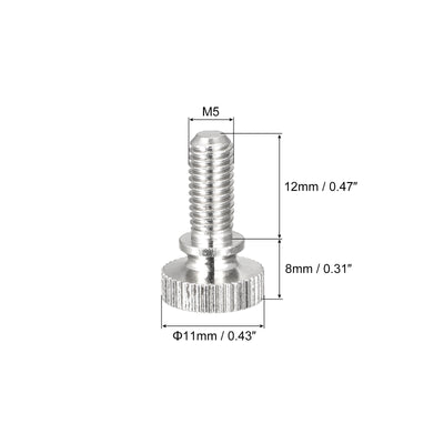 Harfington Uxcell Knurled Thumb Screws, M5x12mm Brass Shoulder Bolts Grip Knobs Fasteners, Nickel Plated 5Pcs