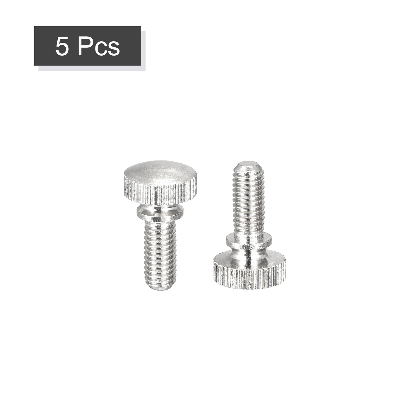 uxcell Uxcell Knurled Thumb Screws, M5x12mm Brass Shoulder Bolts Grip Knobs Fasteners, Nickel Plated 5Pcs